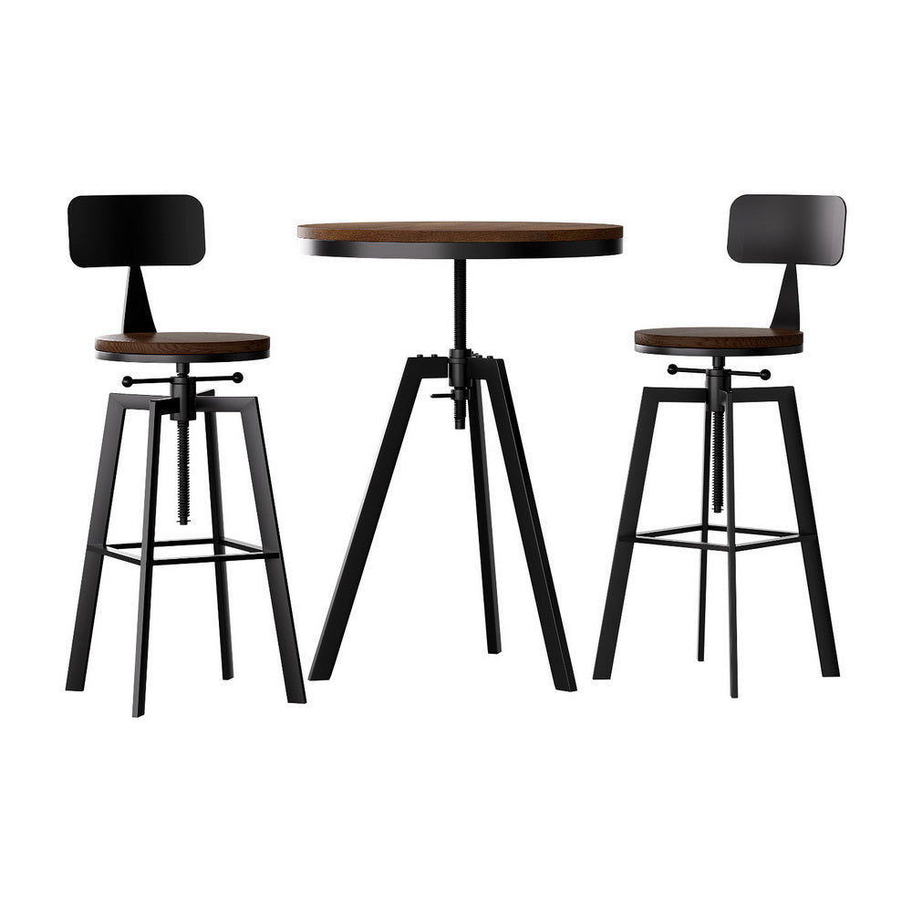 Bar Table and Stools Set Dining Desk Industrial Kitchen Chairs Cafe Pub – product image 3