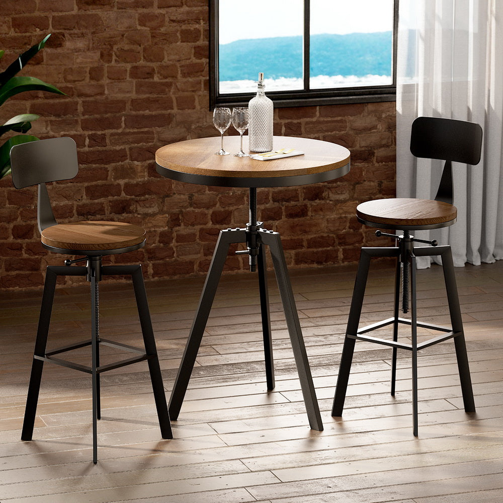 Bar Table and Stools Set Dining Desk Industrial Kitchen Chairs Cafe Pub – product image 7