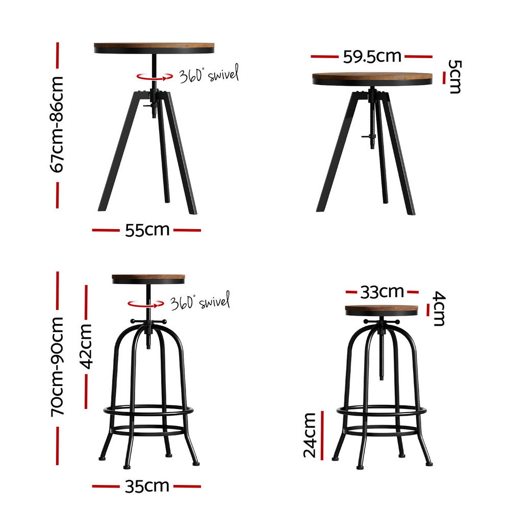 Bar Table Stools Set Dining Desk Industrial Kitchen Chairs Cafe Pub – product image 2