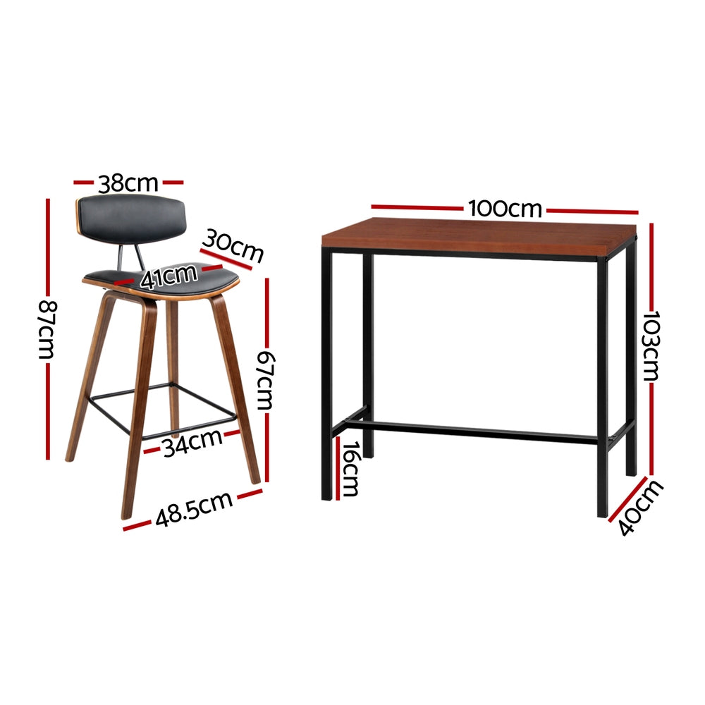 Bar Table and Stools Set Dining Desk Kitchen Chairs Cafe Pub – product image 4