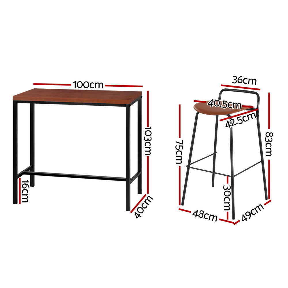 Bar Table and Stools Set Dining Desk Kitchen Chairs Cafe Pub – product image 4