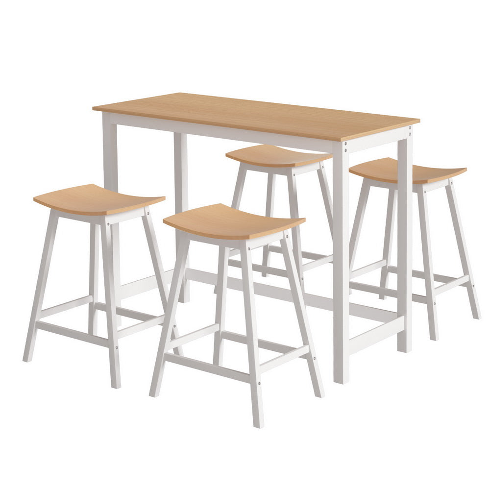 Bar Table and Stools Set Dining Desk Solid Wood Kitchen Chairs Cafe Pub – product image 1