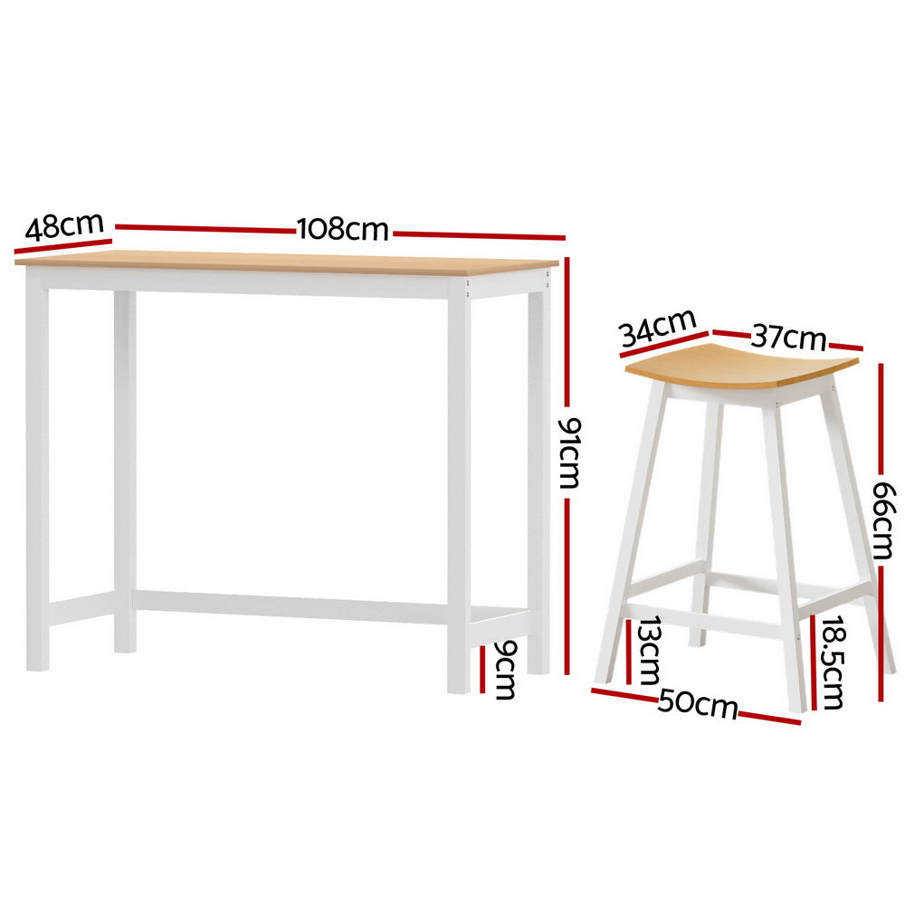 Bar Table and Stools Set Dining Desk Solid Wood Kitchen Chairs Cafe Pub – product image 2
