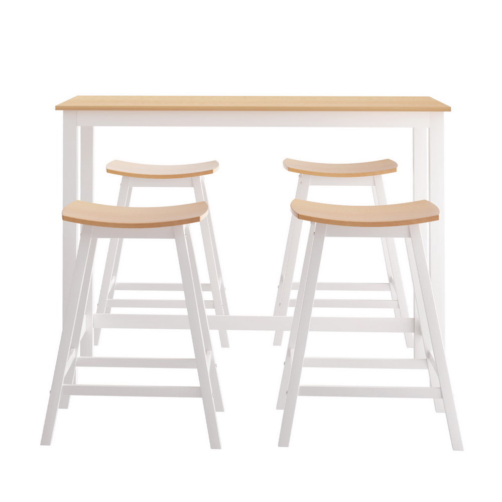 Bar Table and Stools Set Dining Desk Solid Wood Kitchen Chairs Cafe Pub – product image 4