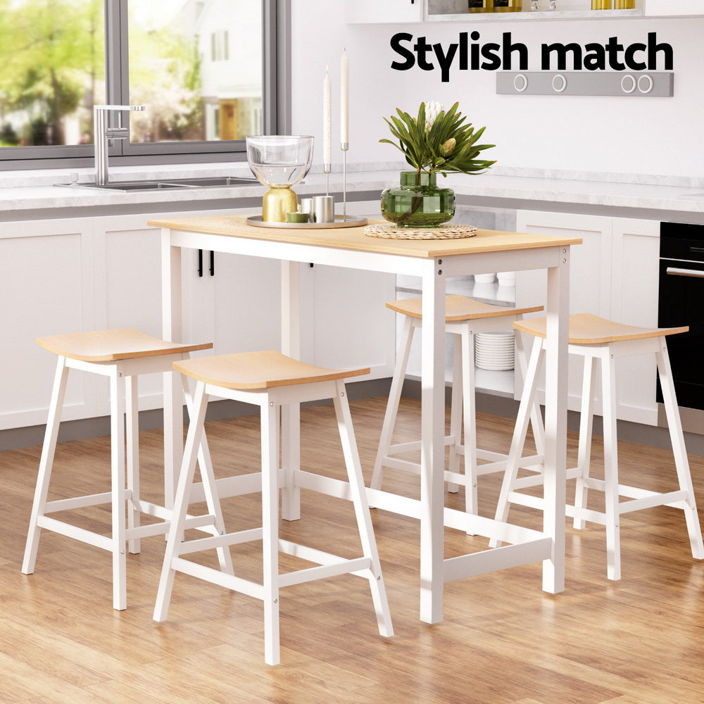 Bar Table and Stools Set Dining Desk Solid Wood Kitchen Chairs Cafe Pub – product image 5