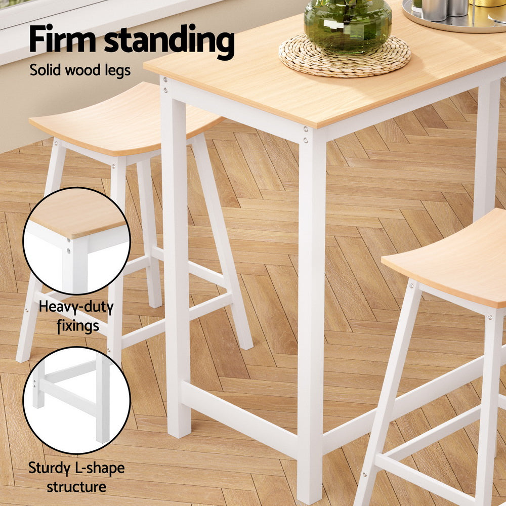 Bar Table and Stools Set Dining Desk Solid Wood Kitchen Chairs Cafe Pub – product image 6