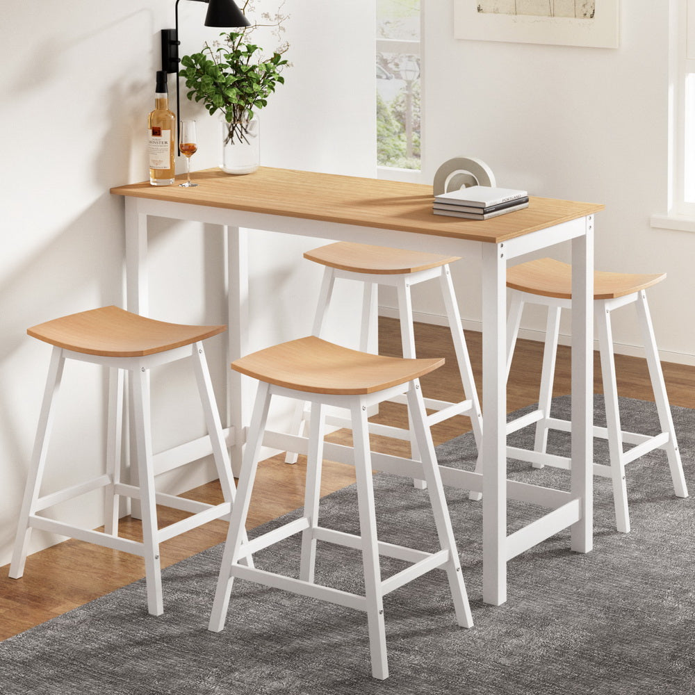 Bar Table and Stools Set Dining Desk Solid Wood Kitchen Chairs Cafe Pub – product image 8