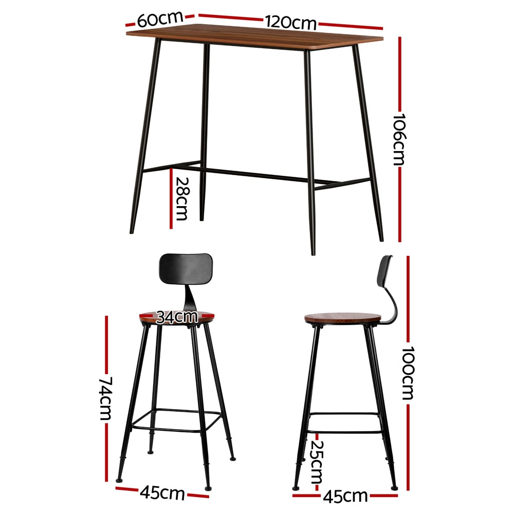 Bar Table and Stools Set Dining Desk Kitchen Chairs Cafe Pub – product image 2