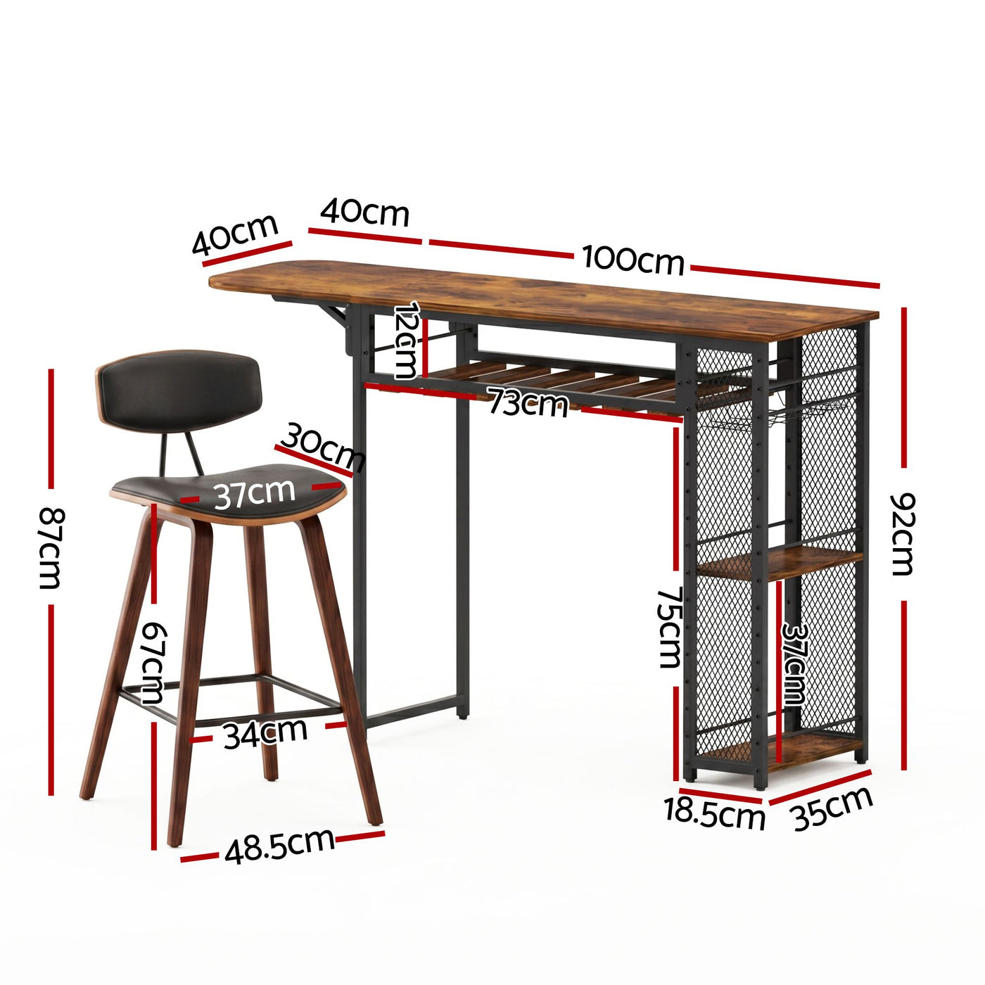 3PCS Bar Table and Stools Set Dining Table Solid Wood Kitchen Chairs Cafe Pub – product image 3