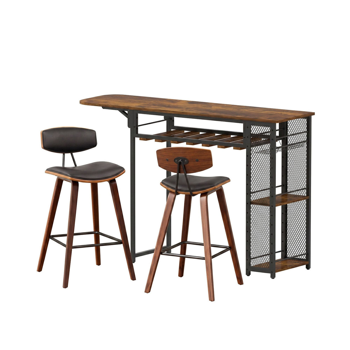 3PCS Bar Table and Stools Set Dining Table Solid Wood Kitchen Chairs Cafe Pub – product image 4