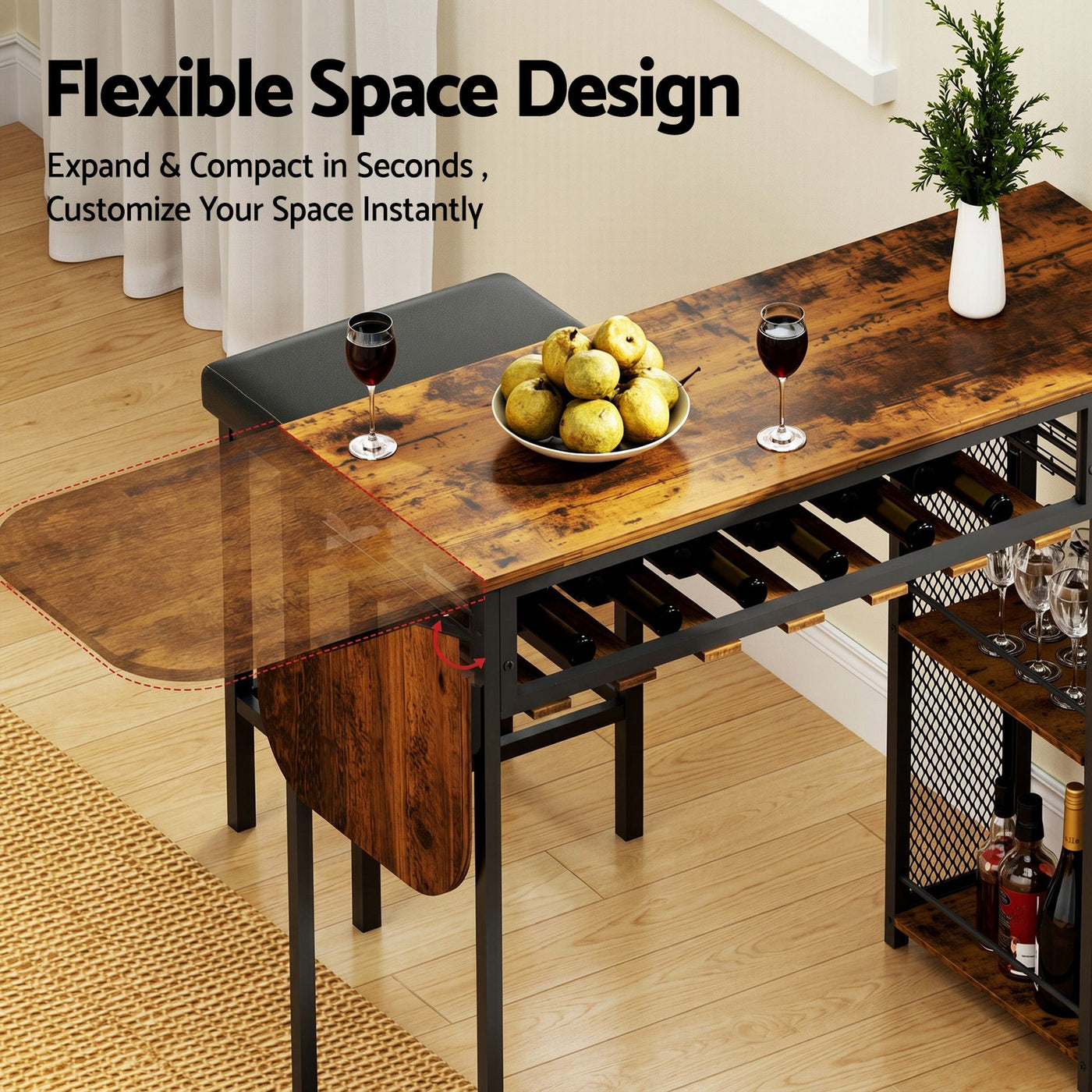 3PCS Bar Table and Stools Set Dining Table Solid Wood Kitchen Chairs Cafe Pub – product image 8