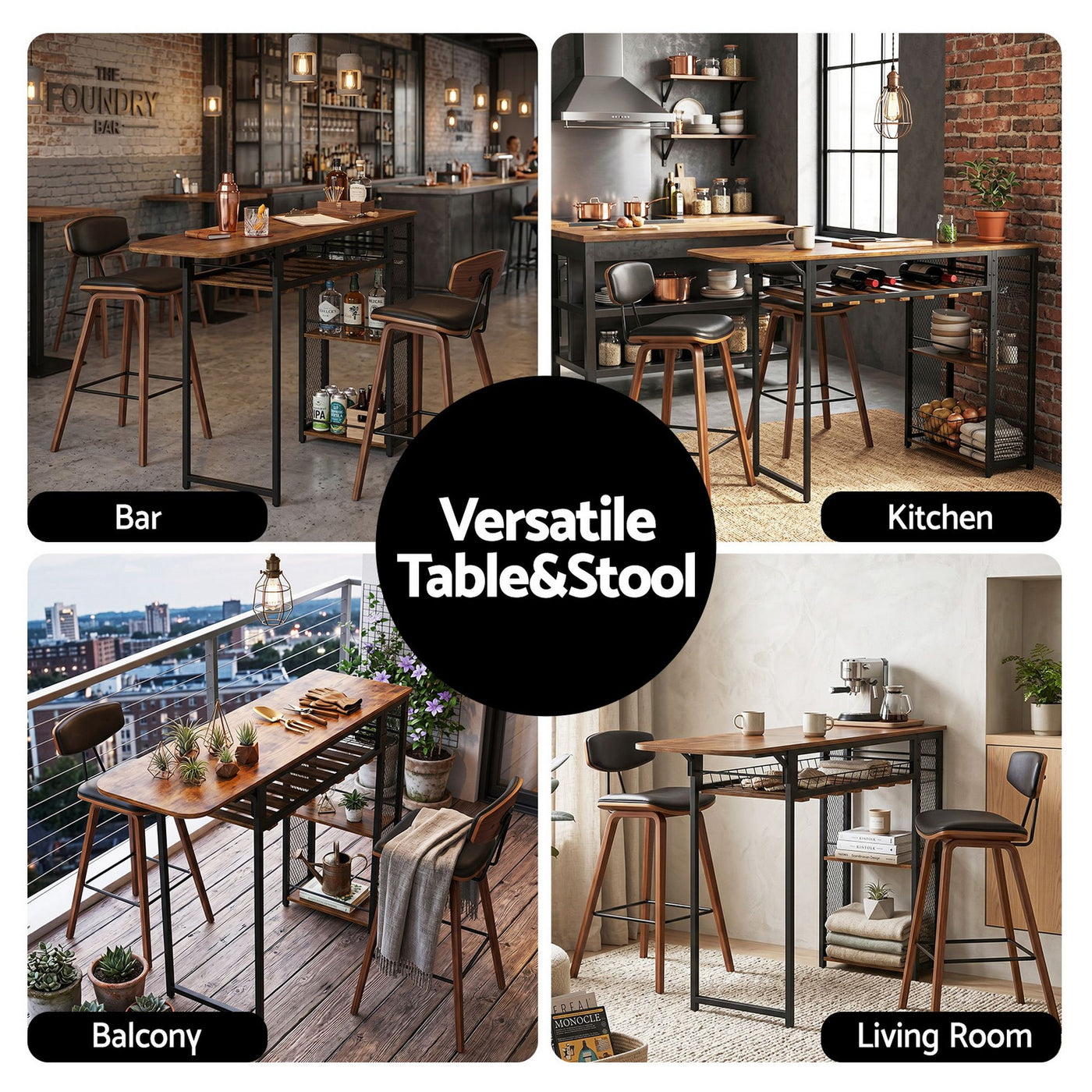 3PCS Bar Table and Stools Set Dining Table Solid Wood Kitchen Chairs Cafe Pub – product image 10