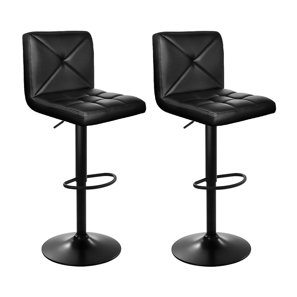 2x Bar Stools Kitchen Dining Chairs Gas Lift Stool Leather Black – product image 1