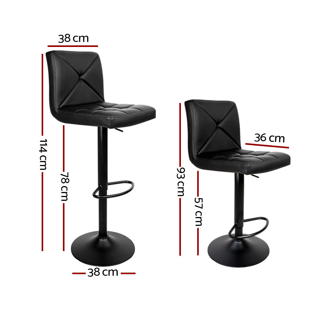 2x Bar Stools Kitchen Dining Chairs Gas Lift Stool Leather Black – product image 2