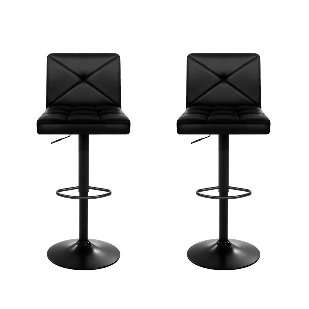 2x Bar Stools Kitchen Dining Chairs Gas Lift Stool Leather Black – product image 3