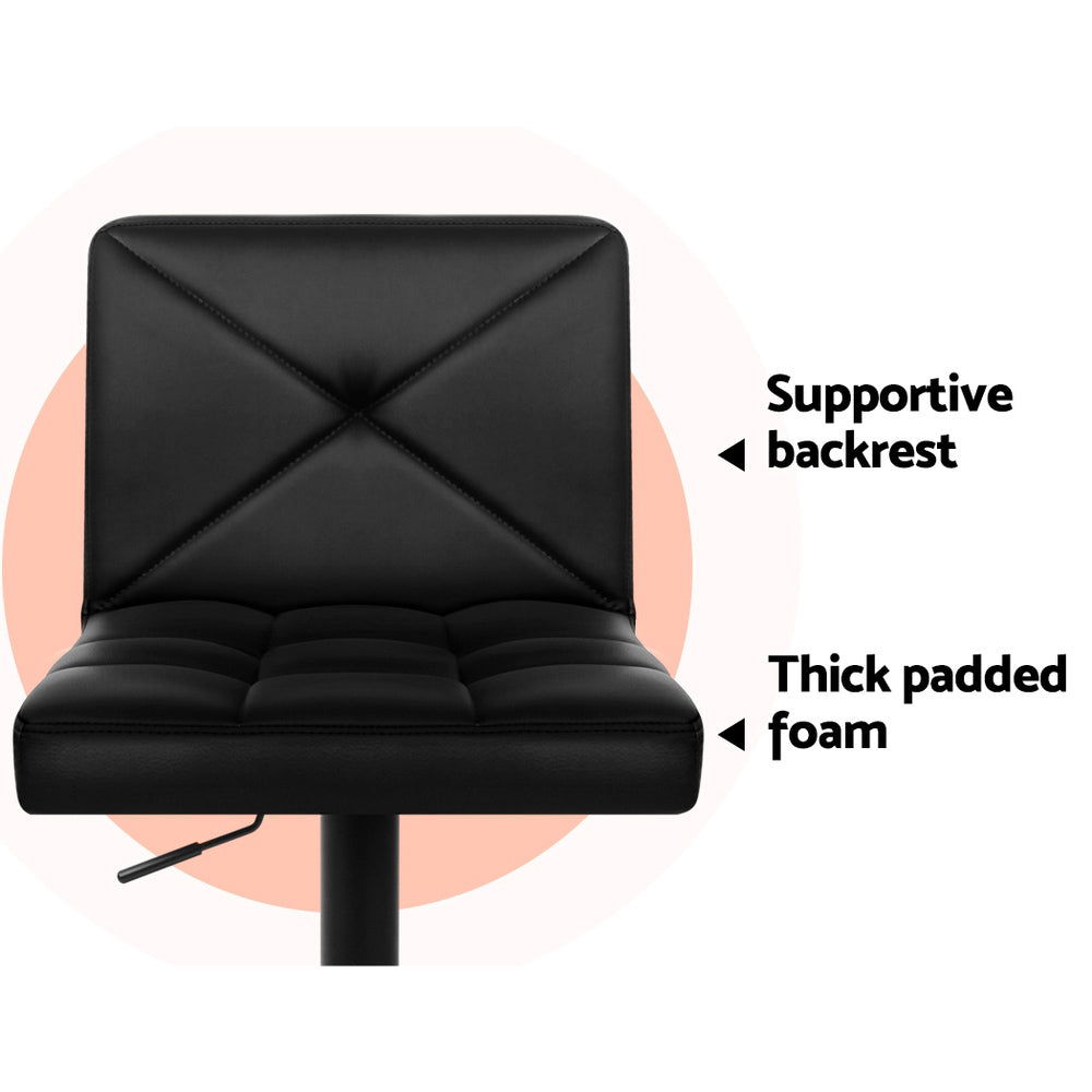 2x Bar Stools Kitchen Dining Chairs Gas Lift Stool Leather Black – product image 4