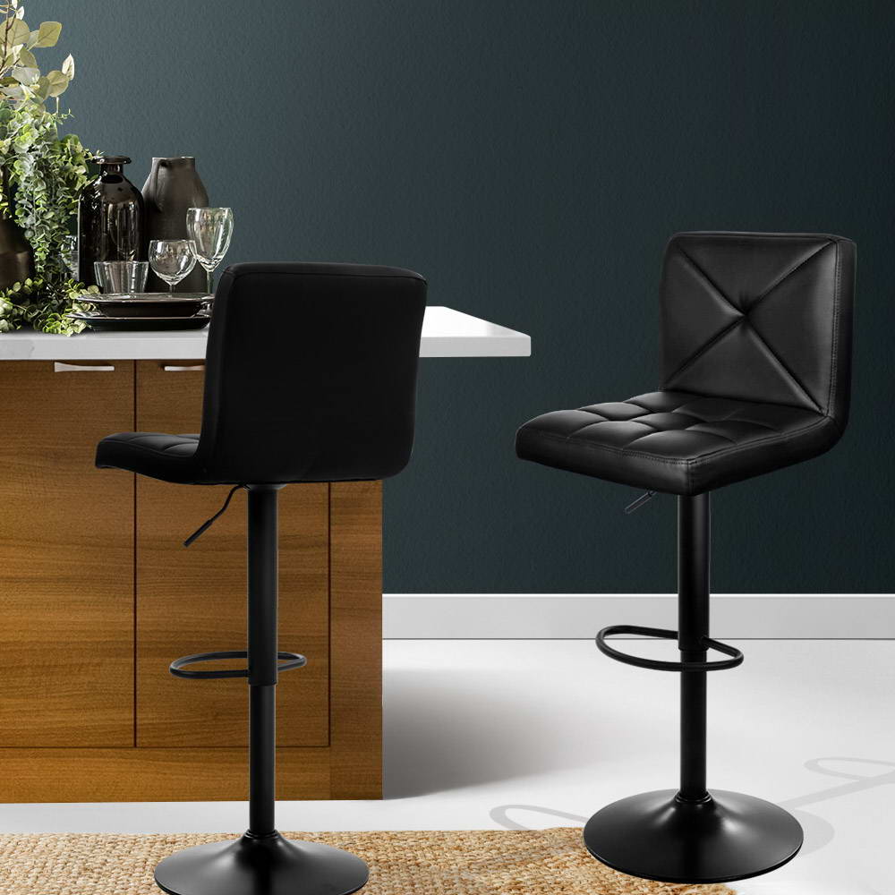 2x Bar Stools Kitchen Dining Chairs Gas Lift Stool Leather Black – product image 7
