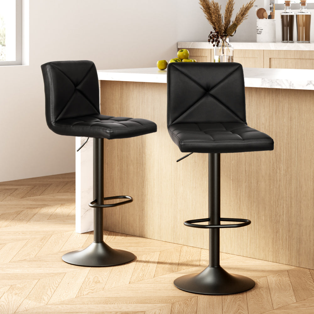 2x Bar Stools Kitchen Dining Chairs Gas Lift Stool Leather Black – product image 8