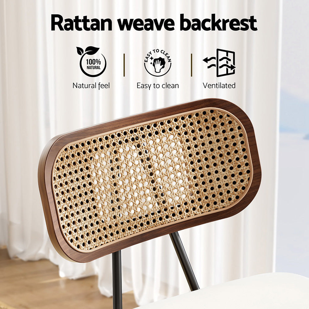2x Bar Stools Kitchen Counter Rattan Chairs PU Leather Padding – product image 4