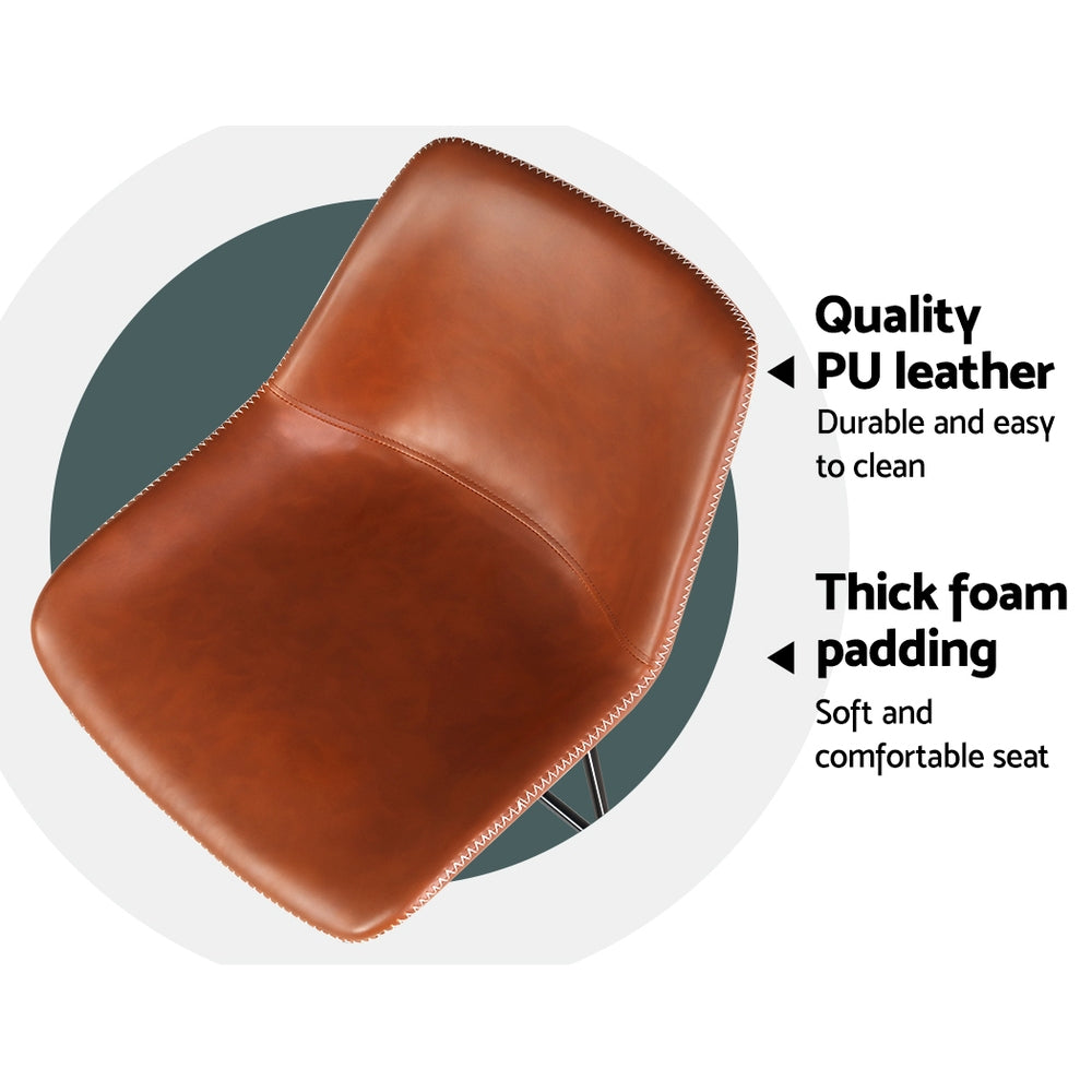 Bar Stools Kitchen Counter Barstools Leather Metal Chairs Brown x2 – product image 6