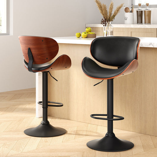 Bar Stools Kitchen Leather Barstools Swivel Gas Lift Chairs Black x2 – product image 1