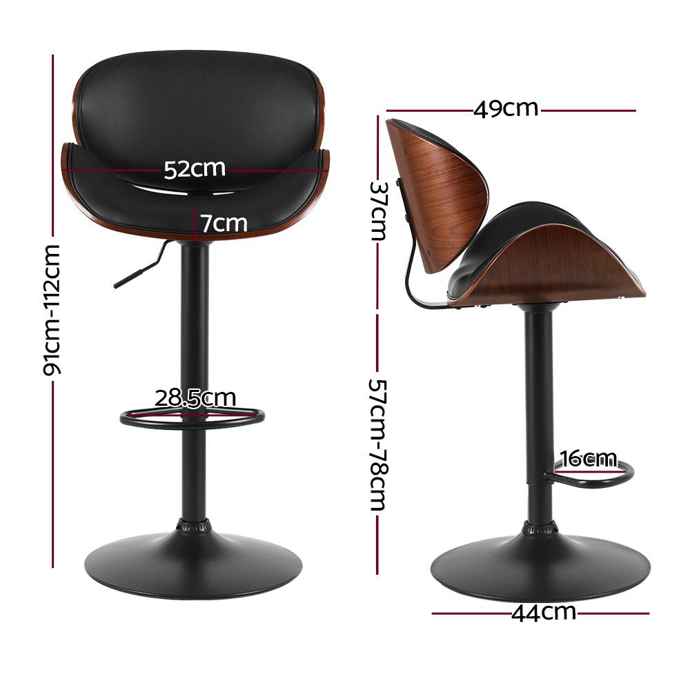Bar Stools Kitchen Leather Barstools Swivel Gas Lift Chairs Black x2 – product image 2