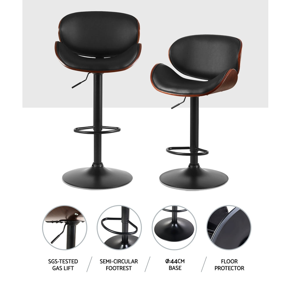 Bar Stools Kitchen Leather Barstools Swivel Gas Lift Chairs Black x2 – product image 4