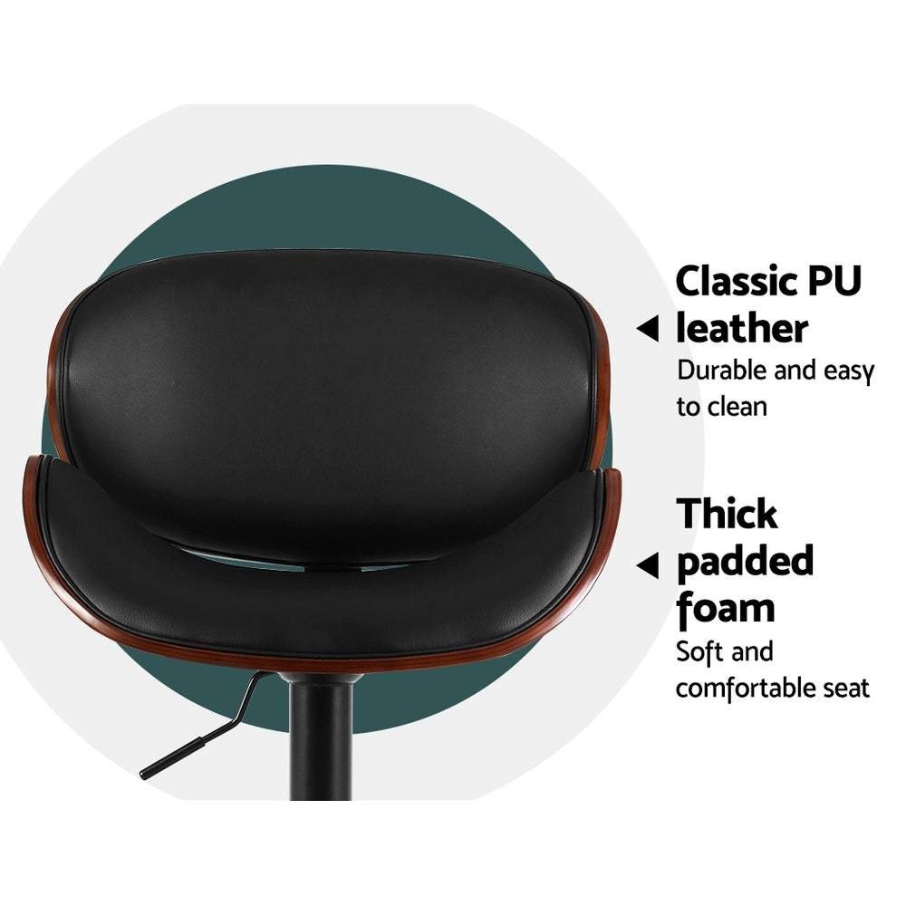 Bar Stools Kitchen Leather Barstools Swivel Gas Lift Chairs Black x2 – product image 6