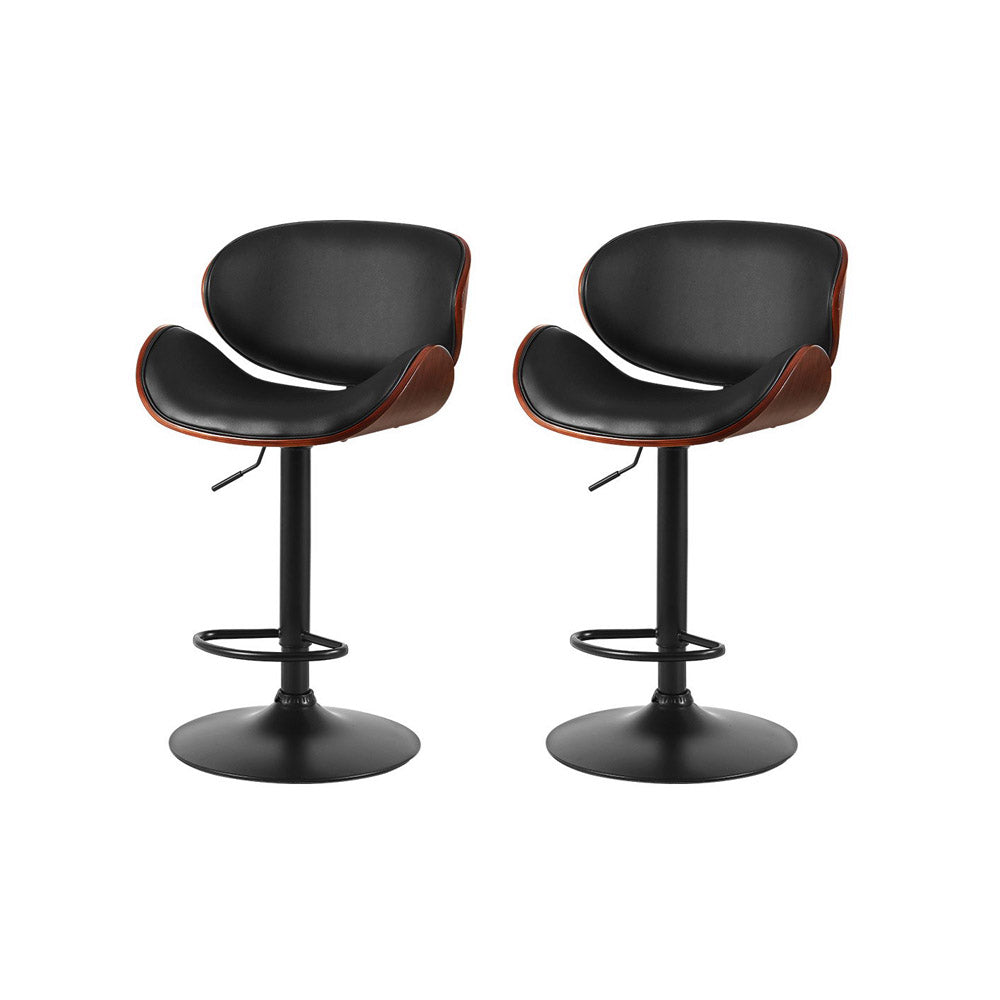 Bar Stools Kitchen Leather Barstools Swivel Gas Lift Chairs Black x2 – product image 7