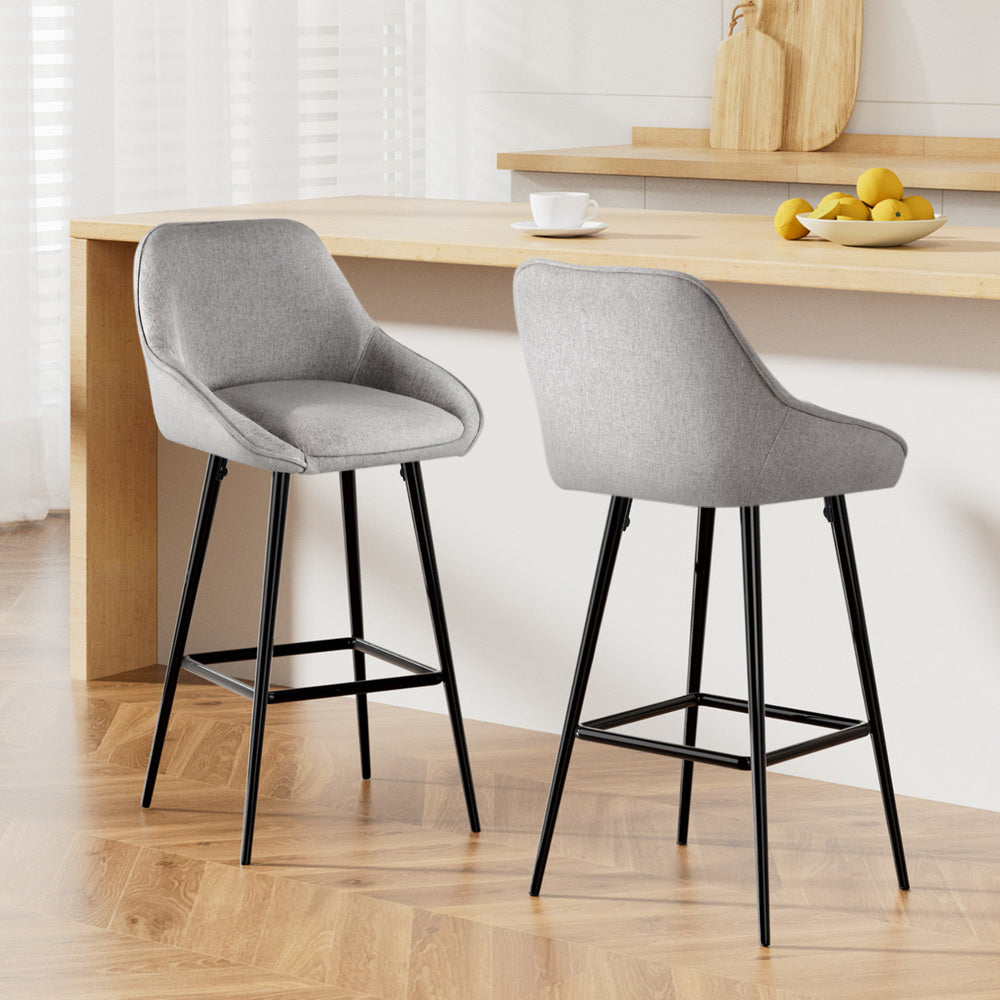 2x Bar Stools Upholstered Stool Counter Seat Kitchen Dining Chairs – product image 1