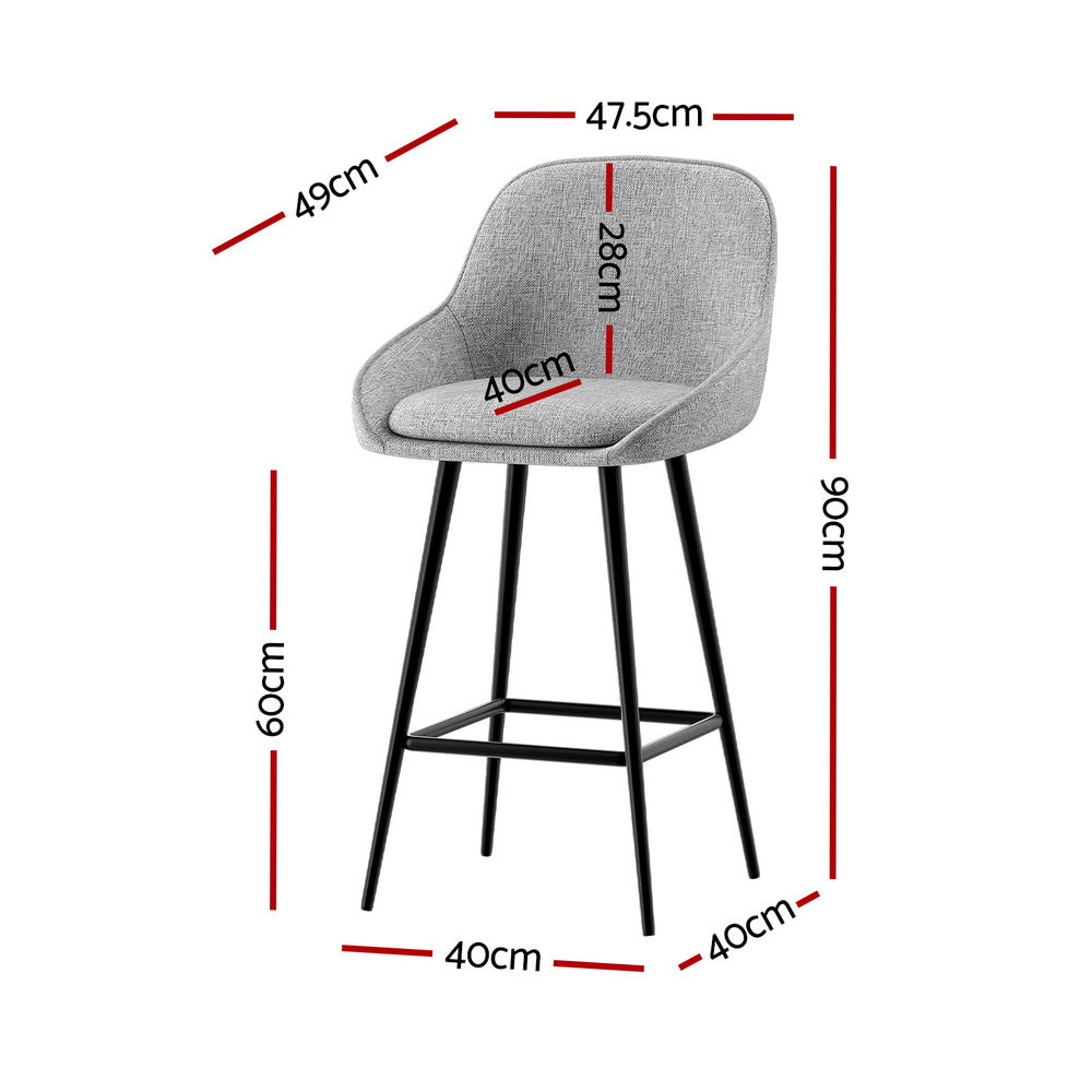 2x Bar Stools Upholstered Stool Counter Seat Kitchen Dining Chairs – product image 2
