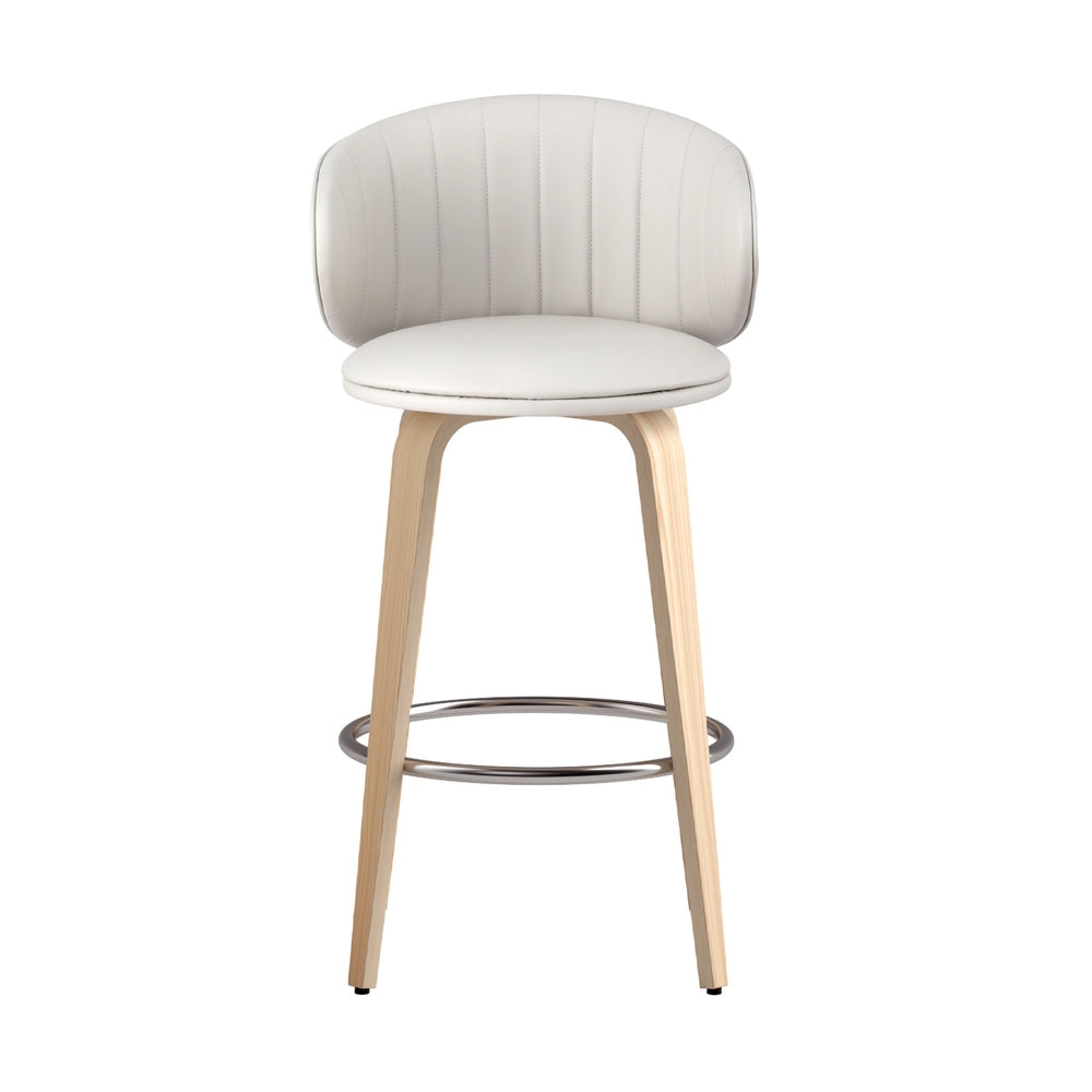 4x Bar Stools Dining Chairs Contoured Leather Wood Stool – product image 3