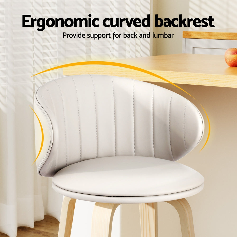 4x Bar Stools Dining Chairs Contoured Leather Wood Stool – product image 4