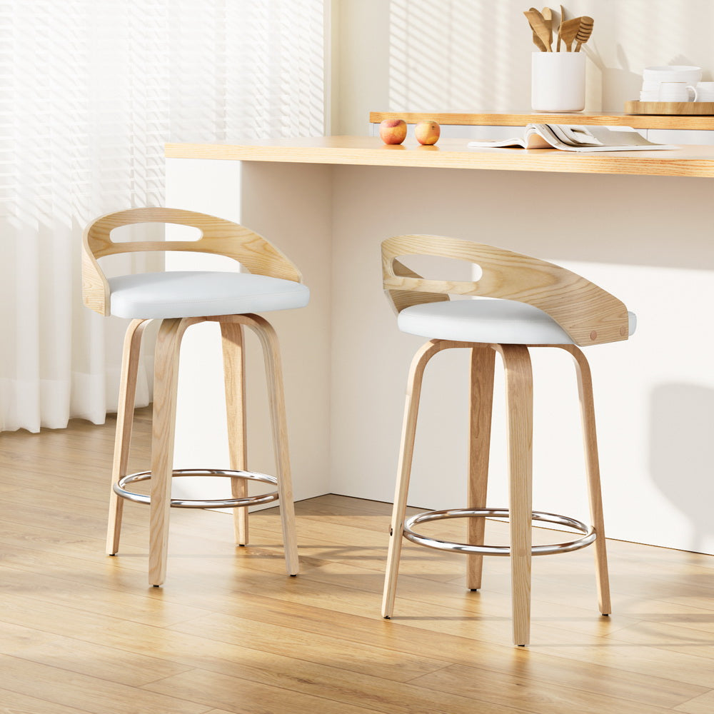 2x Bar Stools Swivel Dining Chairs Low Back Counter Seat PU Cushion – product image 1
