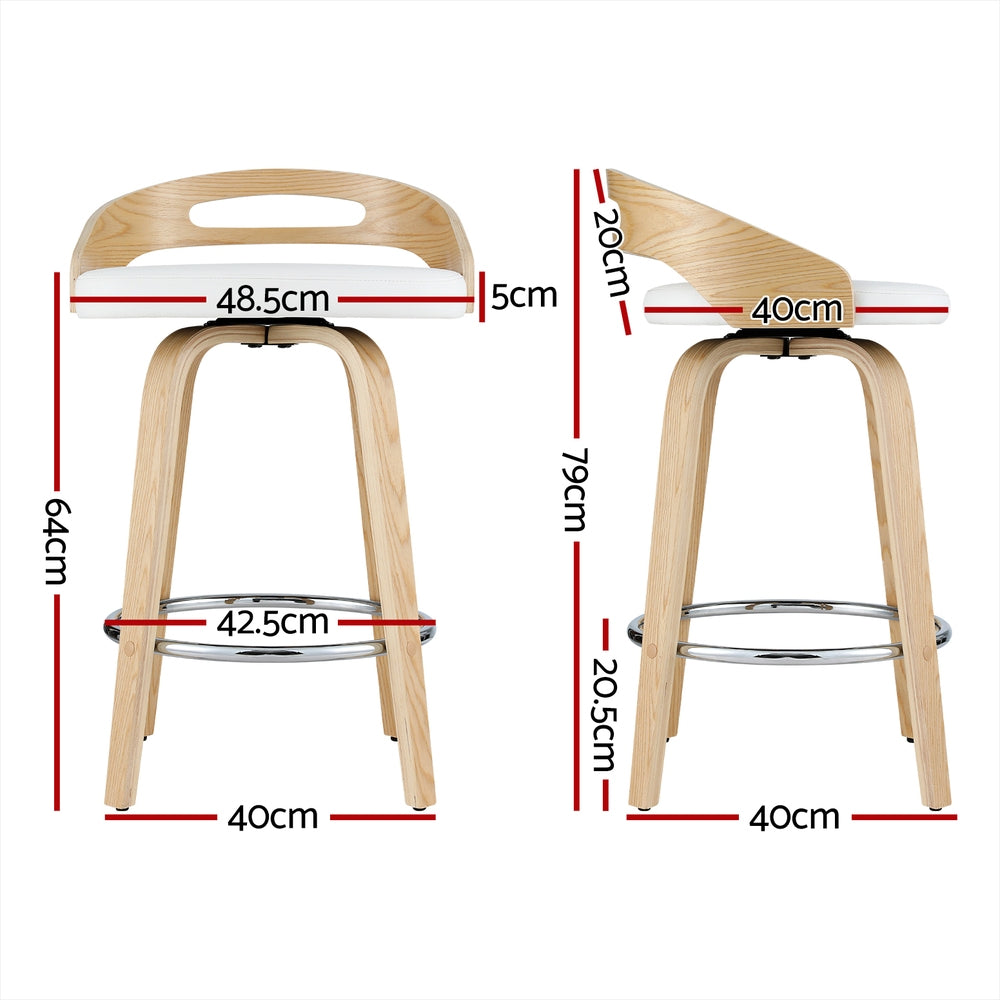 2x Bar Stools Swivel Dining Chairs Low Back Counter Seat PU Cushion – product image 2