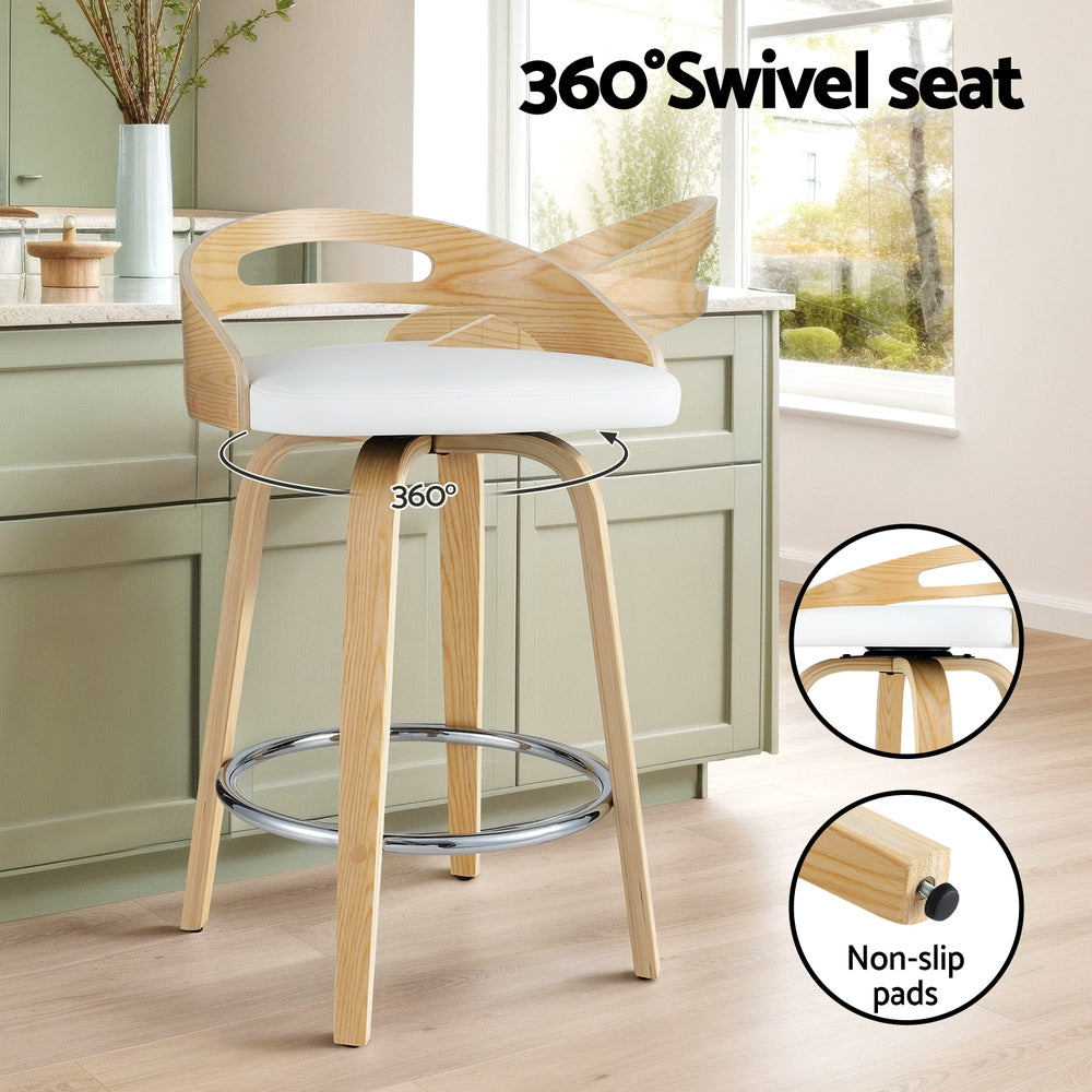 2x Bar Stools Swivel Dining Chairs Low Back Counter Seat PU Cushion – product image 4