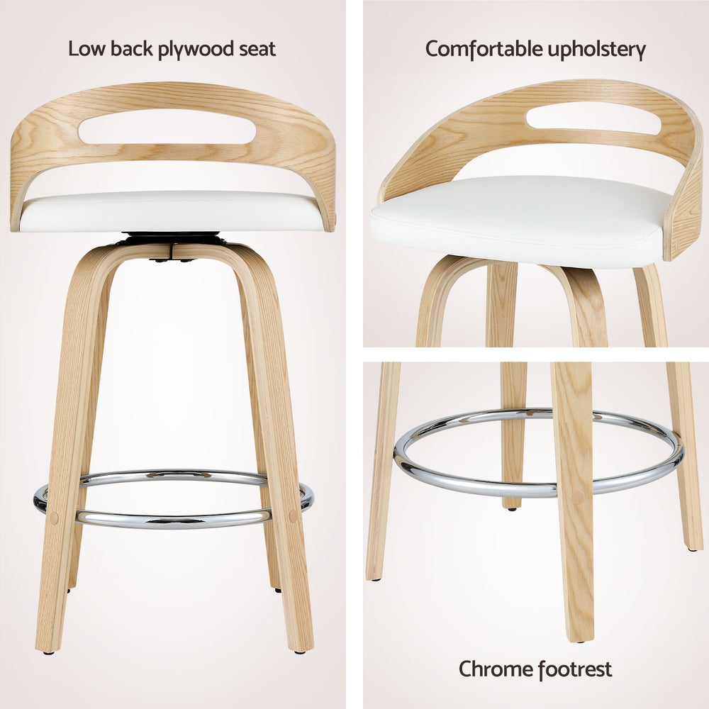 2x Bar Stools Swivel Dining Chairs Low Back Counter Seat PU Cushion – product image 5