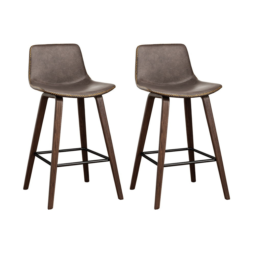 Bar Stools Kitchen Counter Barstools Leather Wooden Chairs x2 – product image 1
