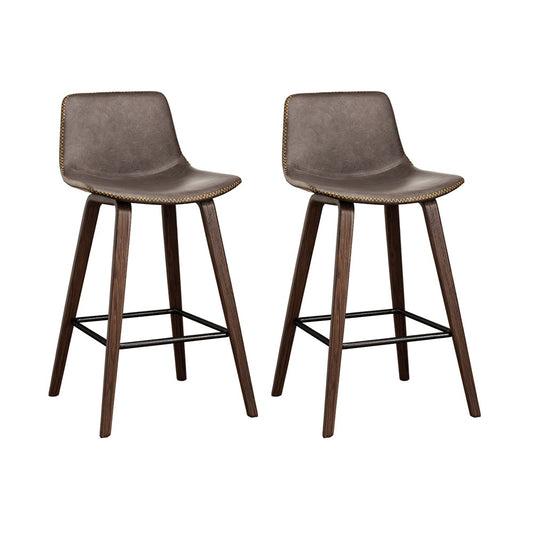 Bar Stools Kitchen Counter Barstools Leather Wooden Chairs x2 – product image 1