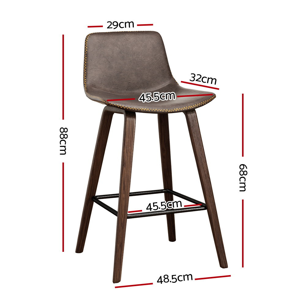 Bar Stools Kitchen Counter Barstools Leather Wooden Chairs x2 – product image 2