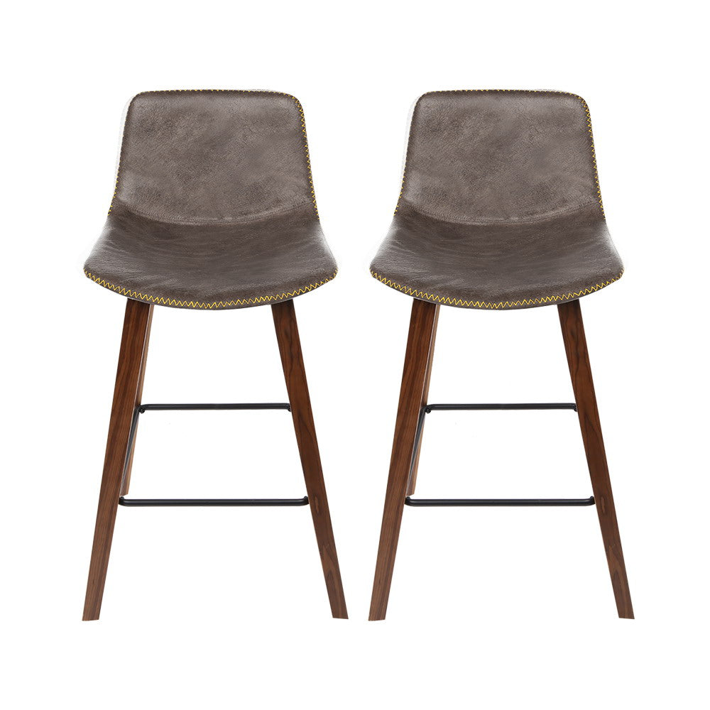 Bar Stools Kitchen Counter Barstools Leather Wooden Chairs x2 – product image 3