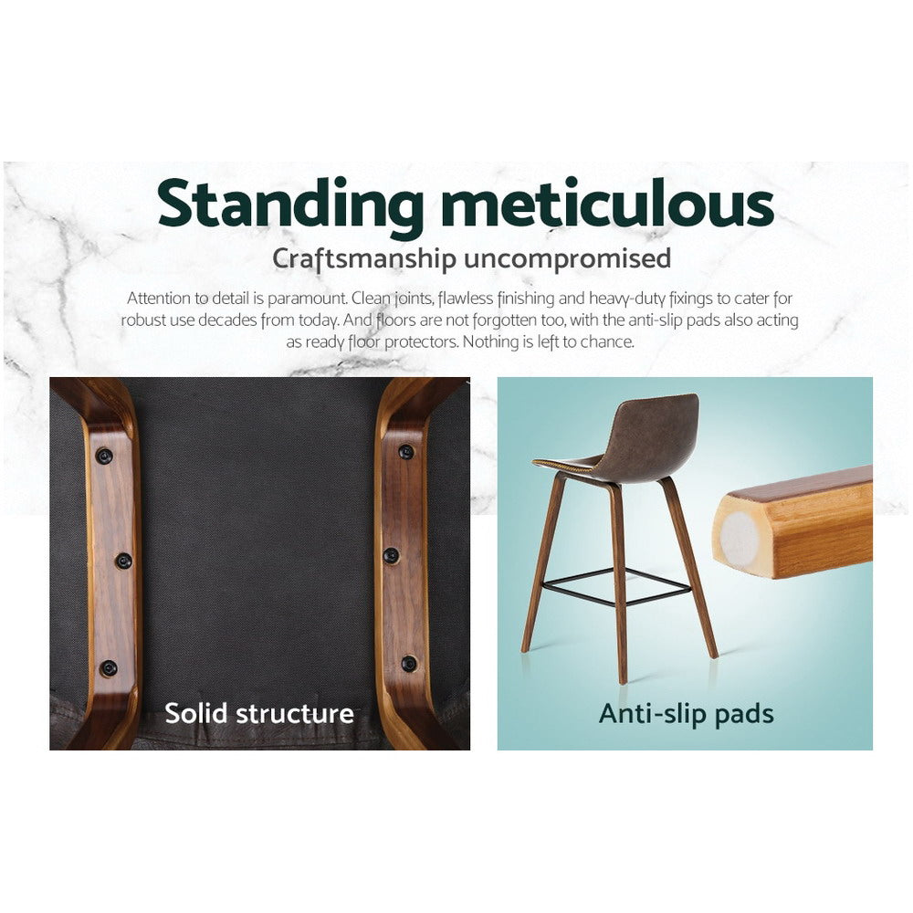 Bar Stools Kitchen Counter Barstools Leather Wooden Chairs x2 – product image 7