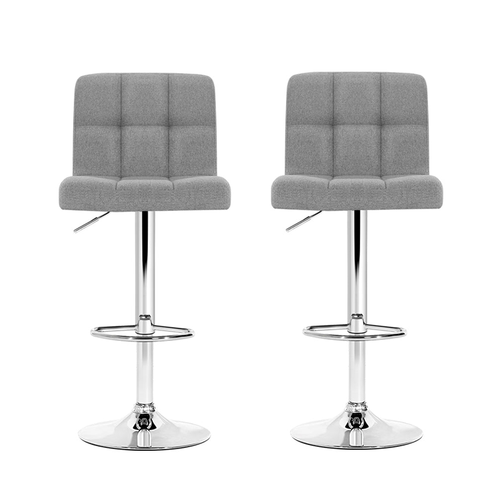 2x Bar Stools Kitchen Dining Chairs Counter Stool Gas Lift Fabric Grey – product image 3