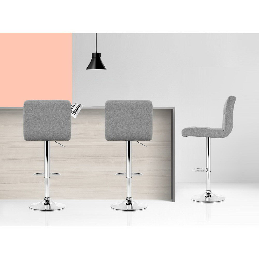 2x Bar Stools Kitchen Dining Chairs Counter Stool Gas Lift Fabric Grey – product image 5
