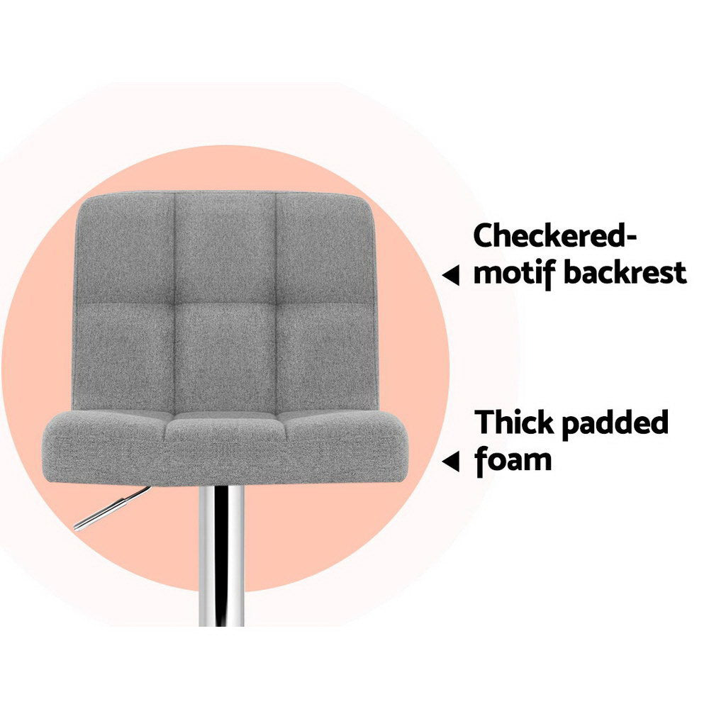 2x Bar Stools Kitchen Dining Chairs Counter Stool Gas Lift Fabric Grey – product image 6