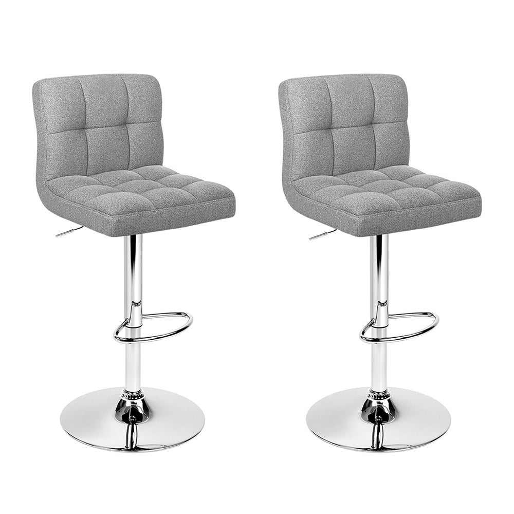 2x Bar Stools Kitchen Dining Chairs Counter Stool Gas Lift Fabric Grey – product image 8