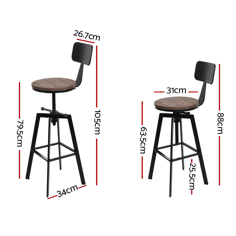 Bar Stools Kitchen Counter Chairs Vintage Metal Chairs x2 – product image 2