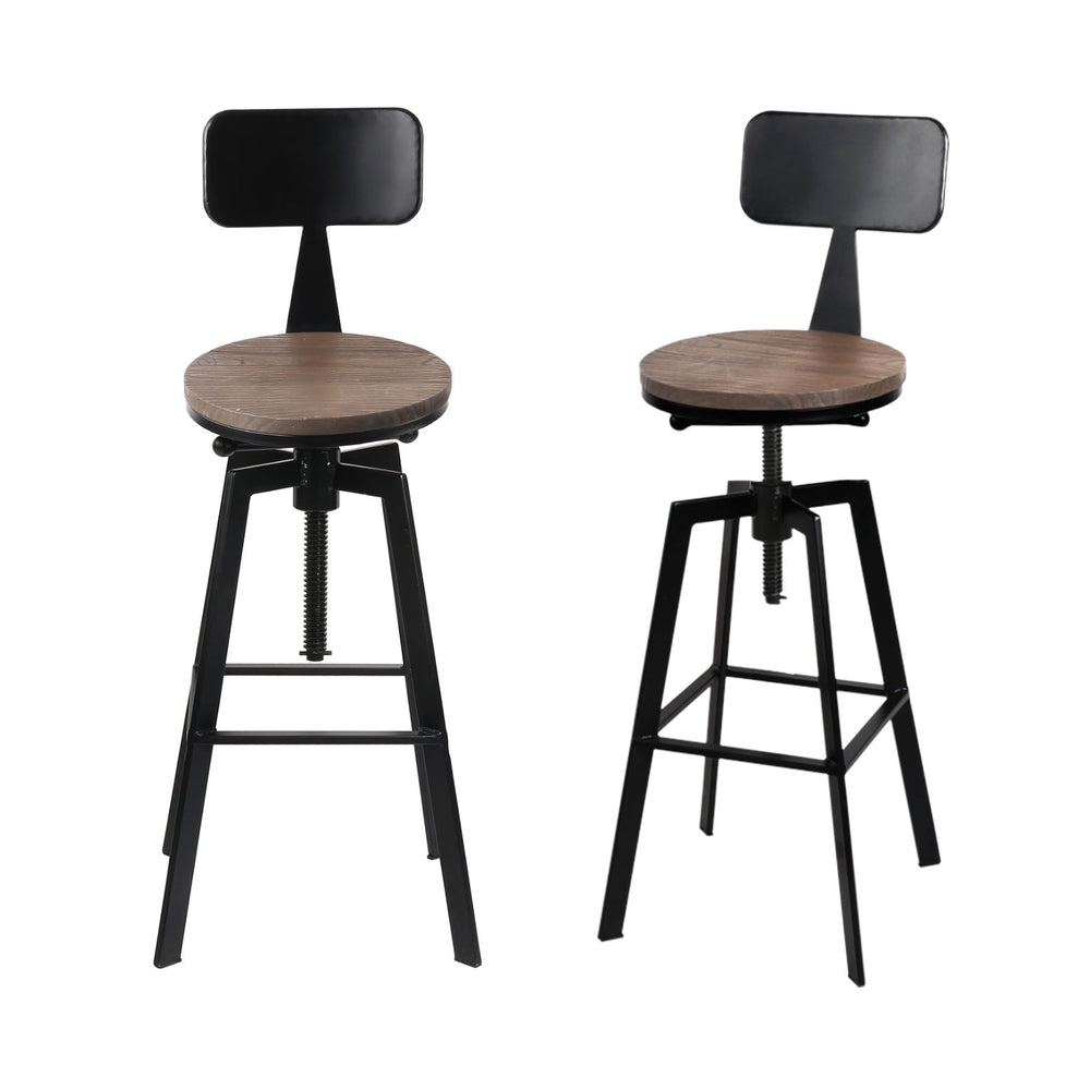 4x Bar Stools Kitchen Dining Chairs Adjustable Wood Stool w/Backrest – product image 7