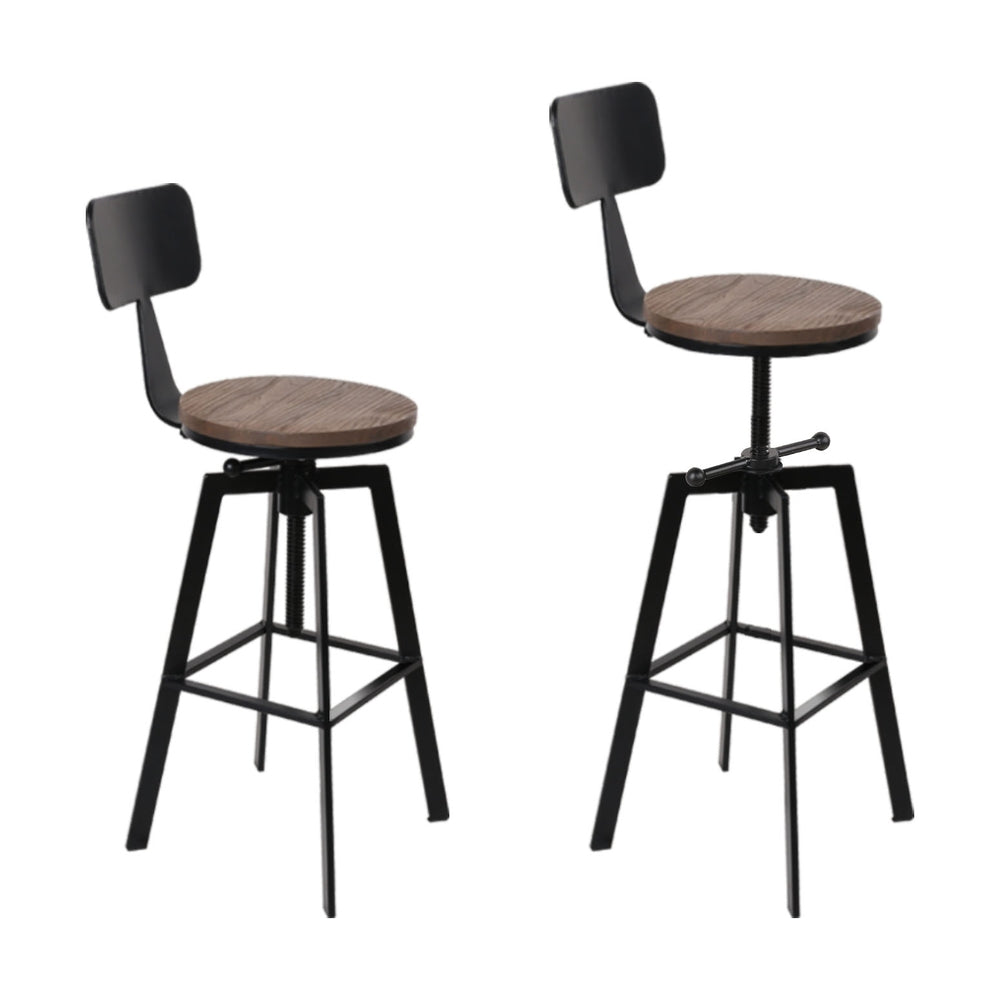 4x Bar Stools Kitchen Dining Chairs Adjustable Wood Stool w/Backrest – product image 3