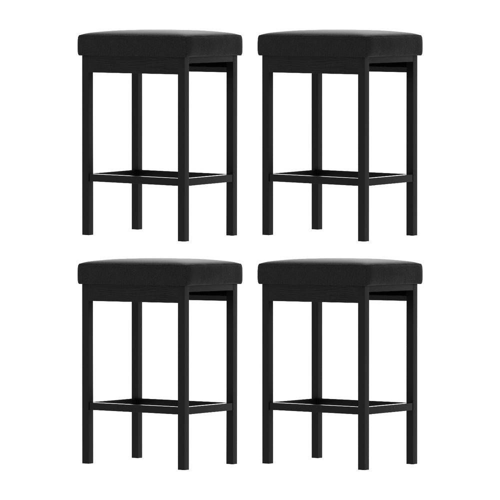A Set of 4 Metal Bar Stools PU Seat Dining Counter Chairs – product image 7